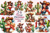 Vintage Christmas Cowboy Girls Clipart Bundle