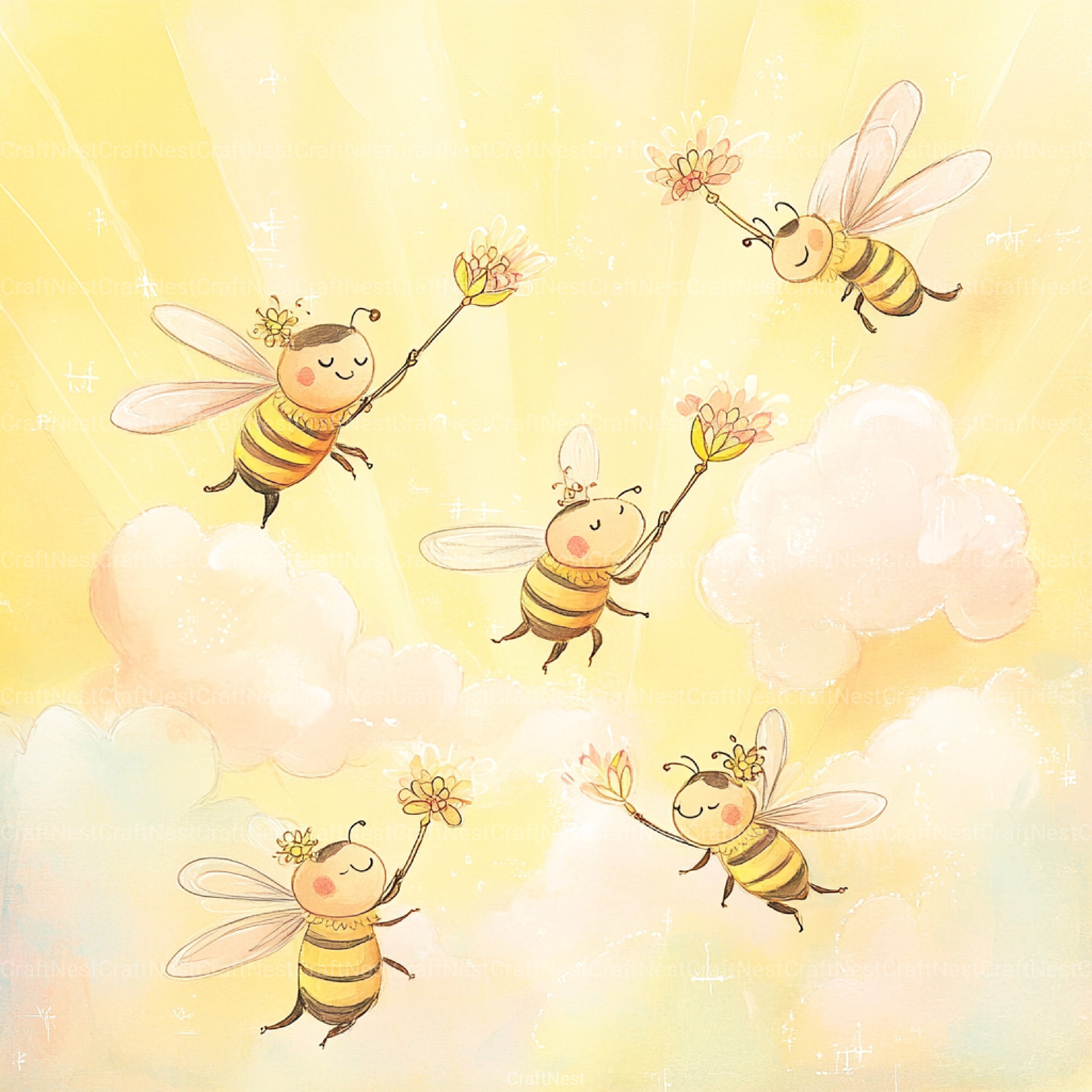 Princess Bee Digital Paper - CraftNest - Digital Crafting and Art