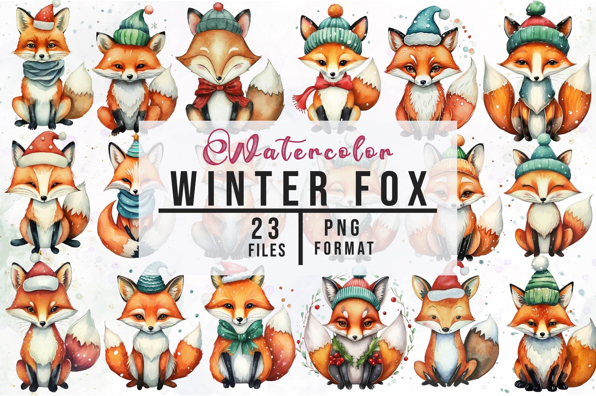Winter Fox Clipart Bundle - CraftNest - Digital Crafting and Art