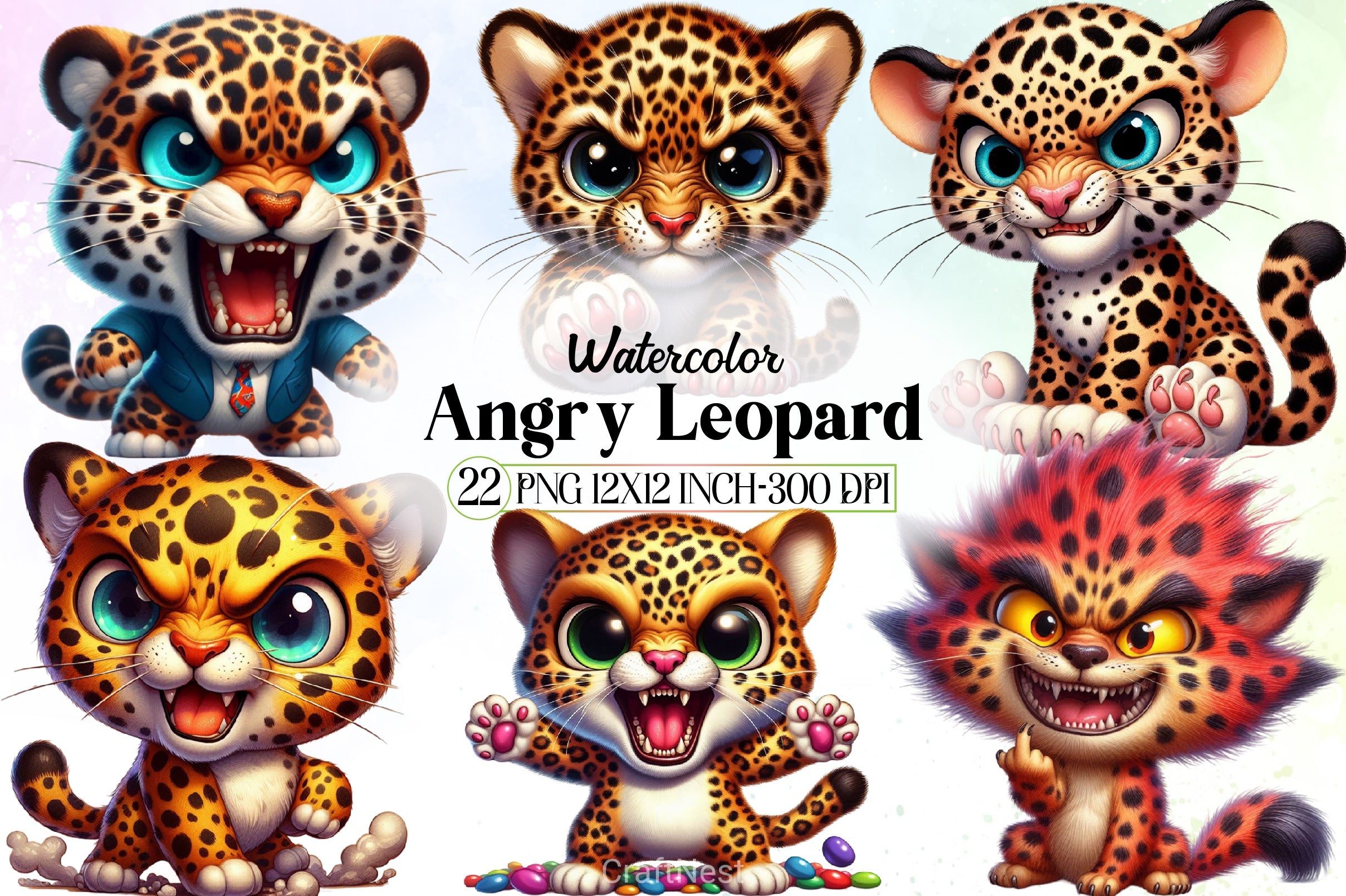 Angry Leopard Clipart Bundle - CraftNest - Digital Crafting and Art