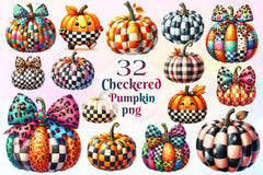 Checkered Pumpkin Clipart Bundle 2 - CraftNest - Digital Crafting and Art