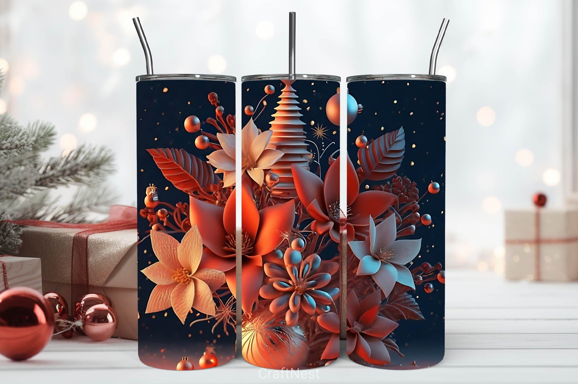 Flower Tumbler Wrap Bundle 17 - CraftNest - Digital Crafting and Art