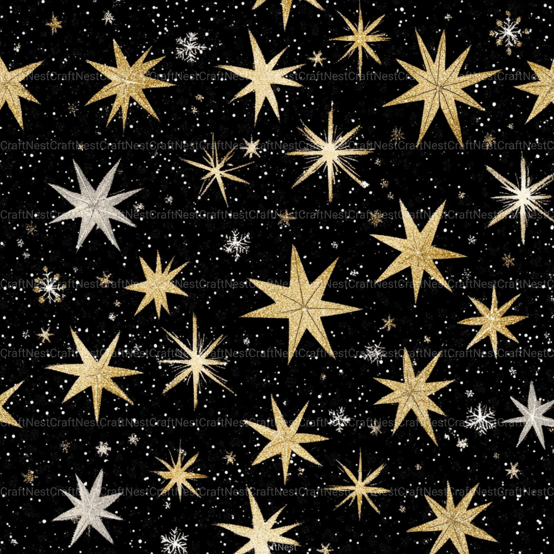Stars & Snowflakes Winter Glitter Clipart Bundle - CraftNest - Digital Crafting and Art