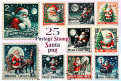 Christmas Santa Postage Stamps Clipart Bundle - CraftNest - Digital Crafting and Art