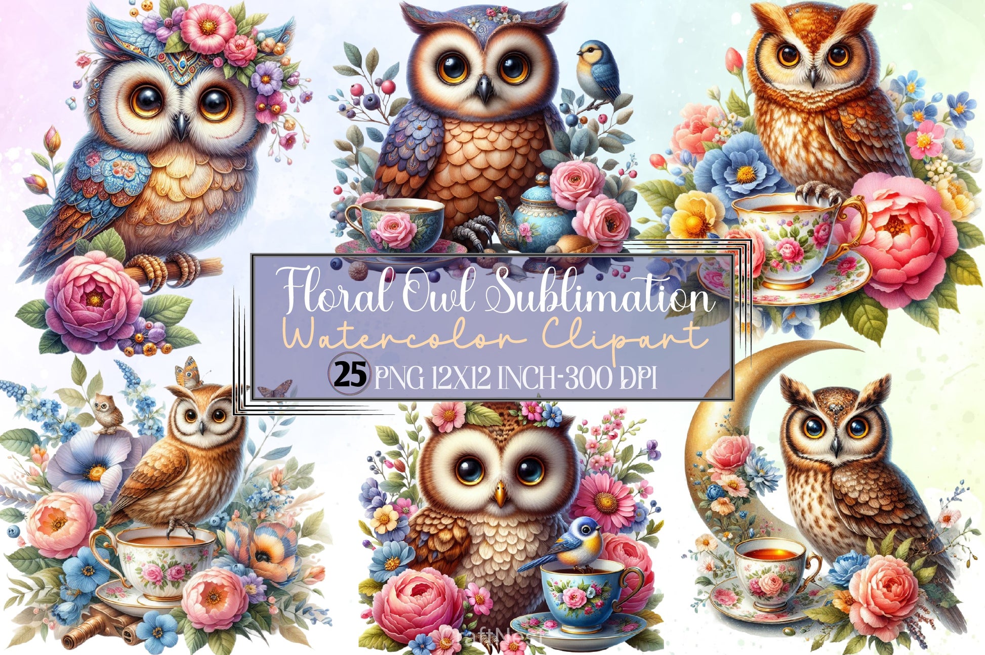 Floral Owl Clipart Bundle - CraftNest - Digital Crafting and Art