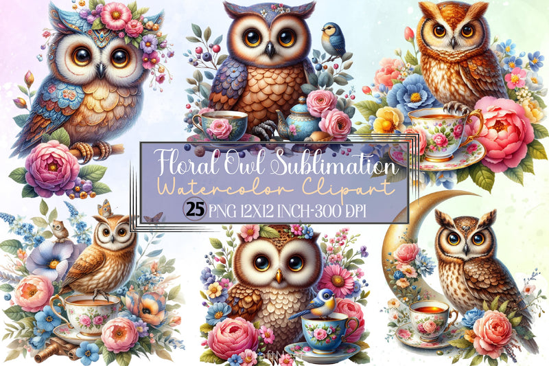 Floral Owl Clipart Bundle - CraftNest - Digital Crafting and Art