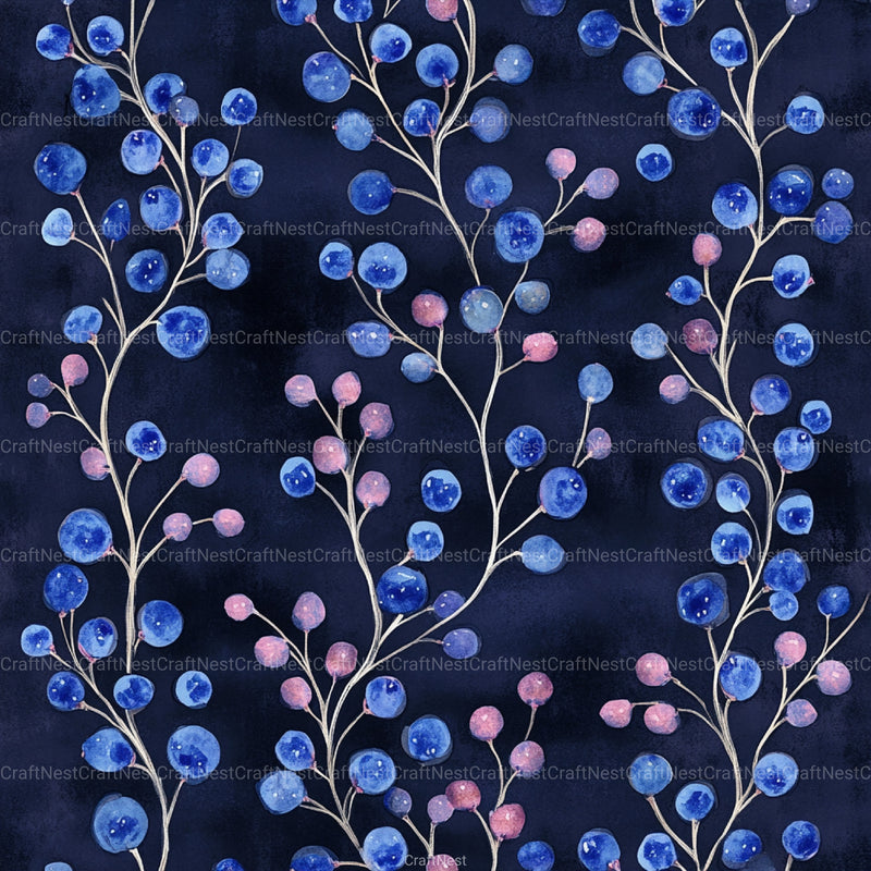 Blueberry Seamless Pattern Papers Digital - CraftNest - Digital Crafting and Art