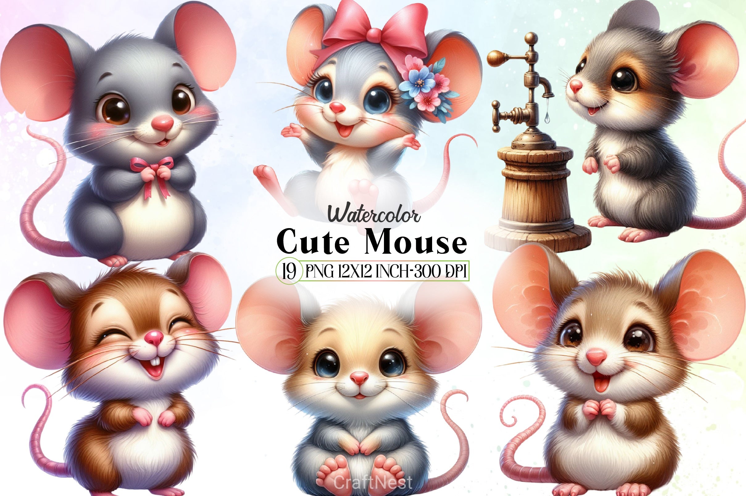 Cute Mouse Clipart Bundle - CraftNest - Digital Crafting and Art