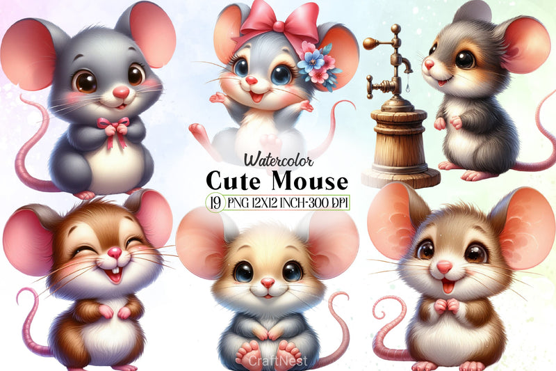 Cute Mouse Clipart Bundle - CraftNest - Digital Crafting and Art