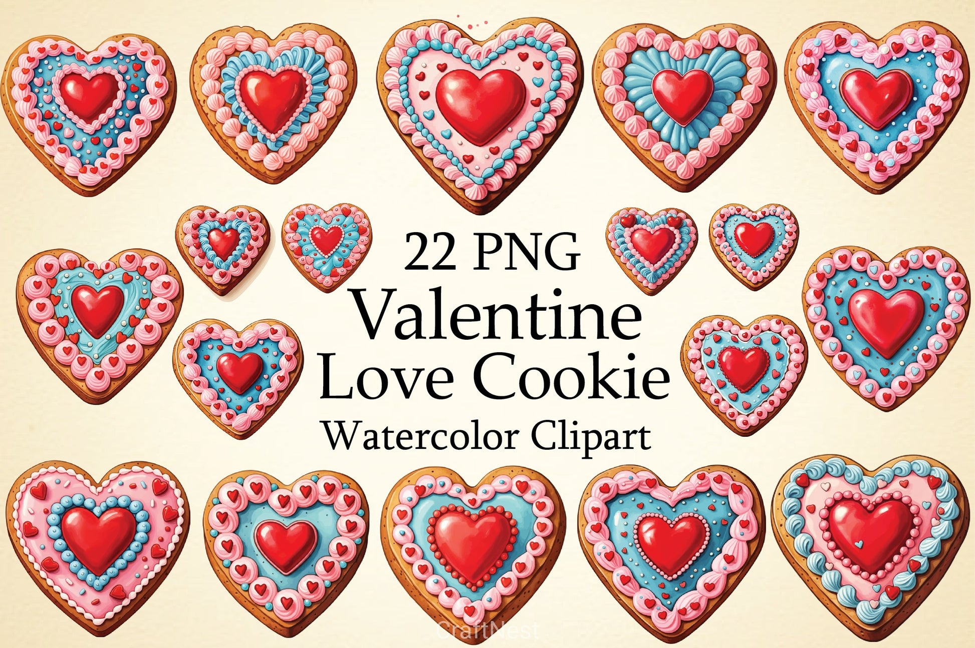 Valentine's Love Cookie Clipart Bundle - CraftNest - Digital Crafting and Art