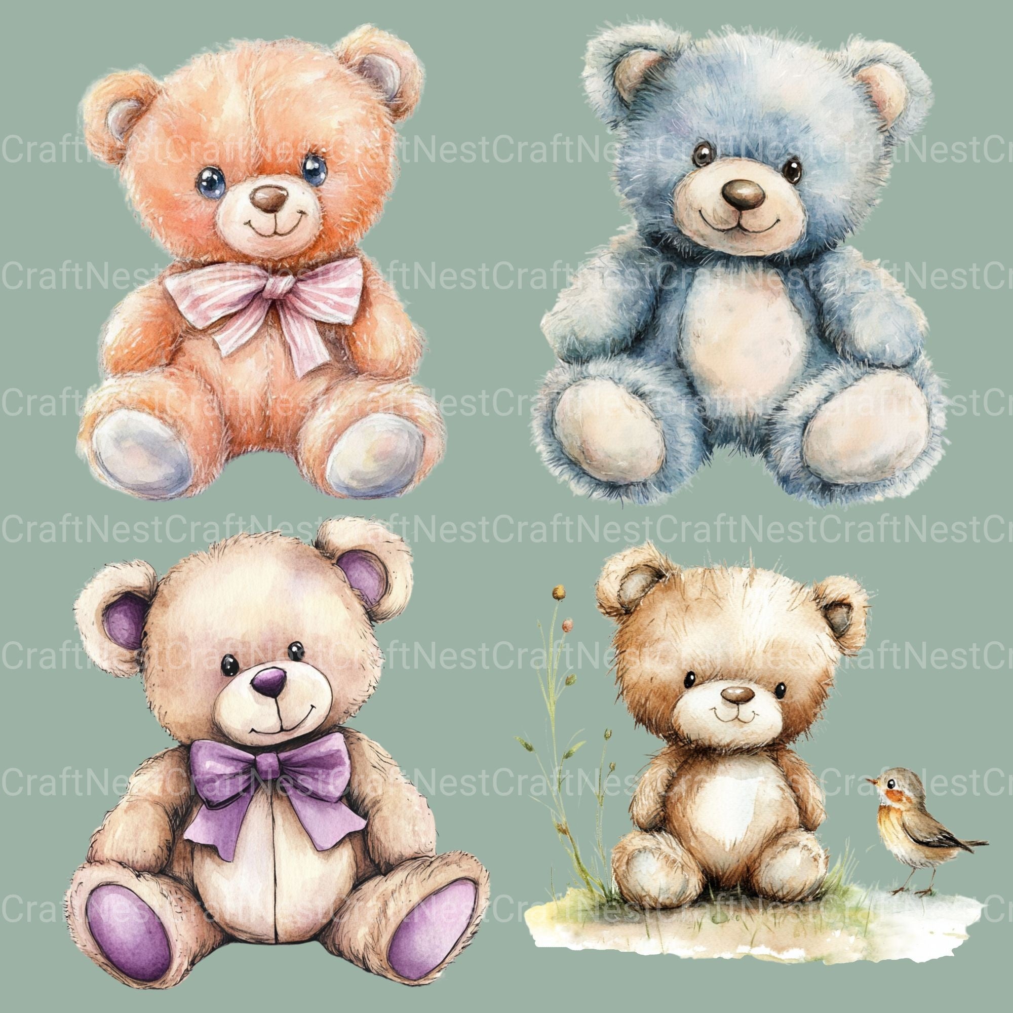 Teddy Bear Clipart Bundle - CraftNest - Digital Crafting and Art
