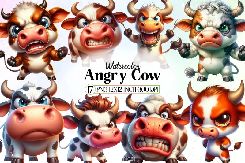 Angry Cow Clipart Bundle - CraftNest - Digital Crafting and Art
