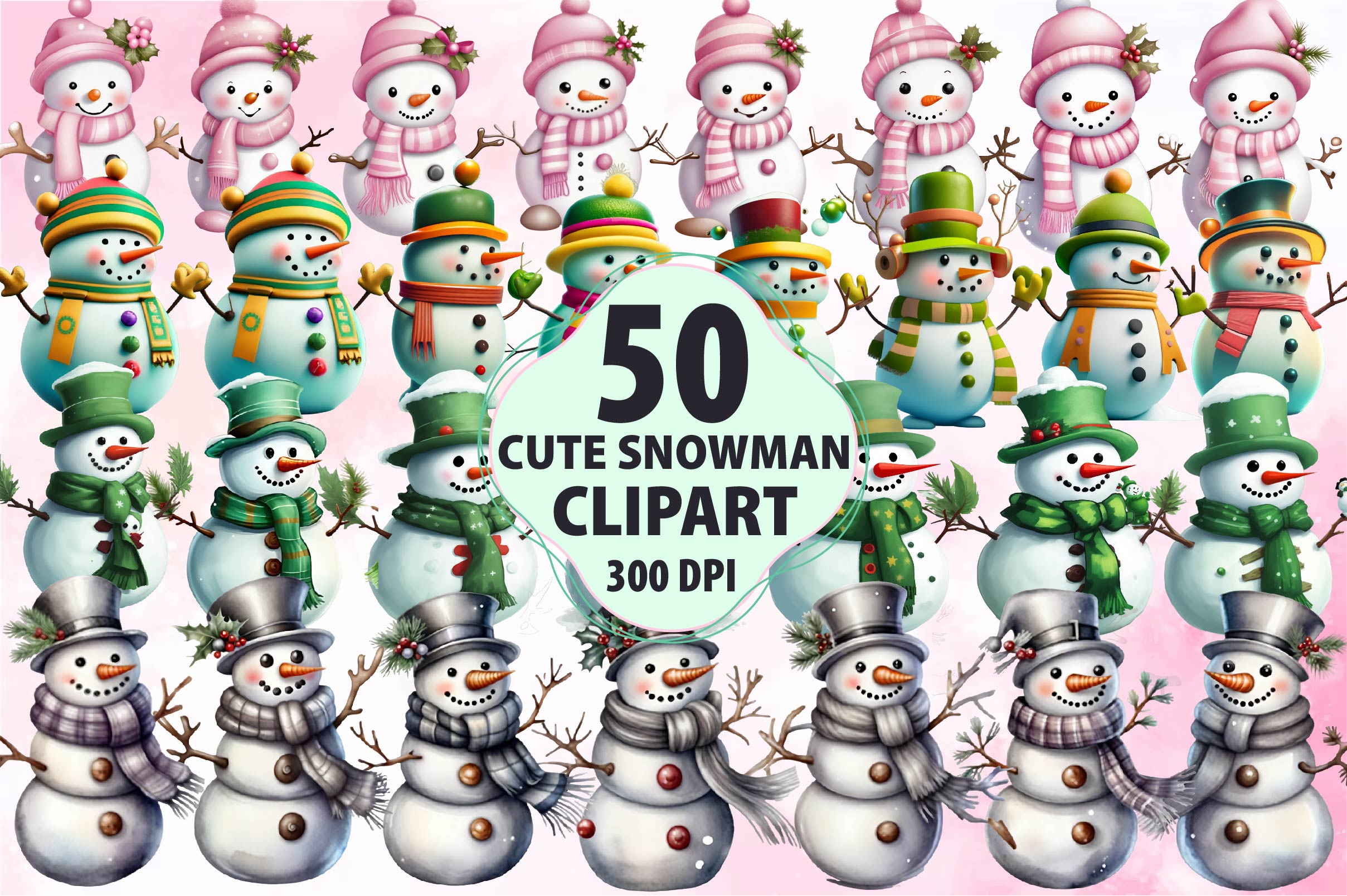 Snowman Collection Clipart Bundle - CraftNest - Digital Crafting and Art