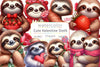 Cute Valentine Sloth Clipart Bundle