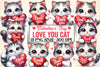 Love You Cat Valentine's Clipart Bundle 5