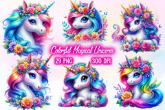 Colorful Magical Unicorn Clipart Bundle 2 - CraftNest - Digital Crafting and Art