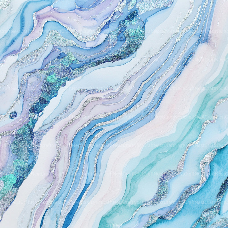 Blue Holographic Glitter Digital Paper - CraftNest - Digital Crafting and Art