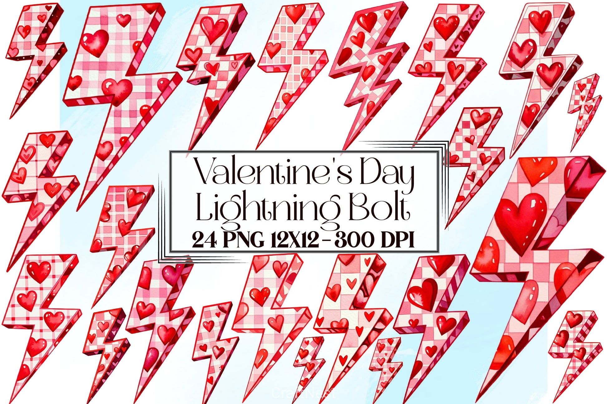 Valentine's Lightning Bolt Clipart Bundle - CraftNest - Digital Crafting and Art