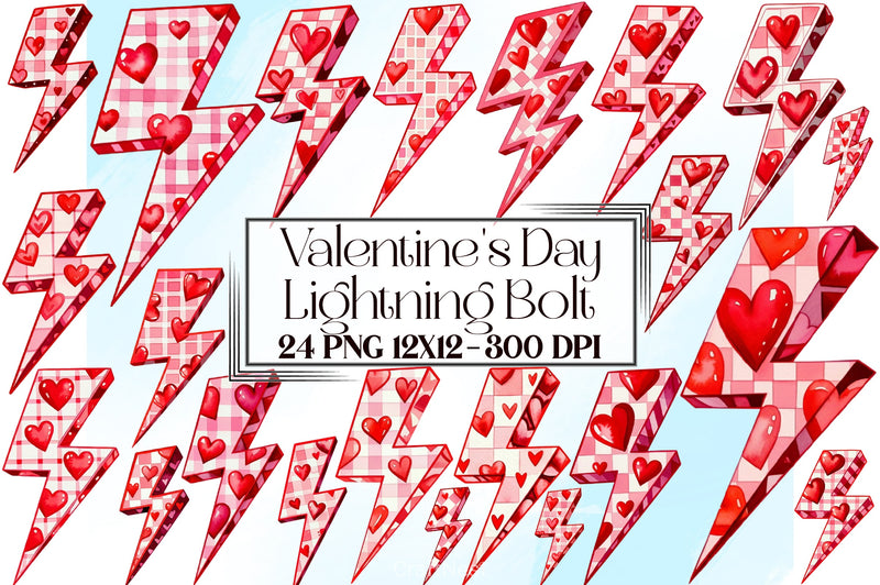 Valentine's Lightning Bolt Clipart Bundle - CraftNest - Digital Crafting and Art