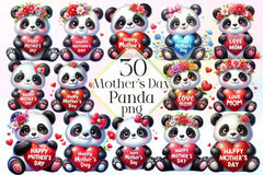 Mother's Day Panda Clipart Bundle 1 - CraftNest - Digital Crafting and Art