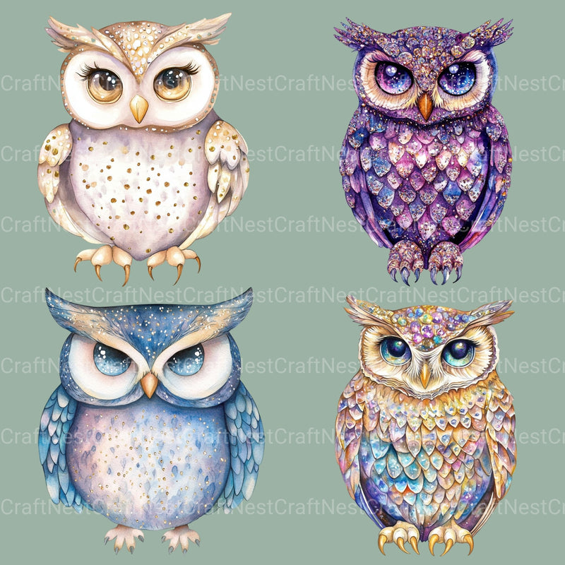 Sparkling Owls Clipart Bundle - CraftNest - Digital Crafting and Art