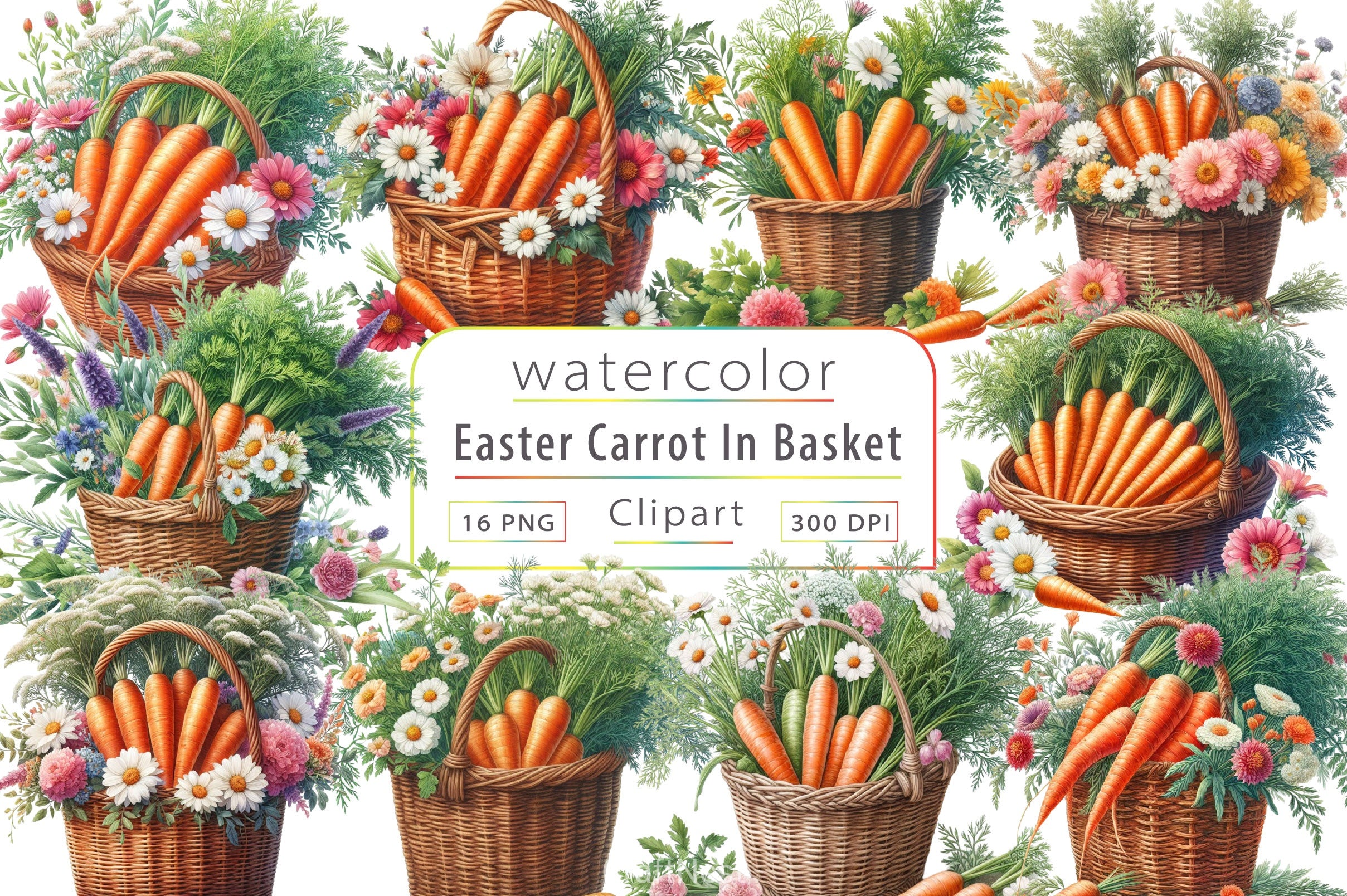 Carrot In Basket Clipart Bundle 2 - CraftNest - Digital Crafting and Art