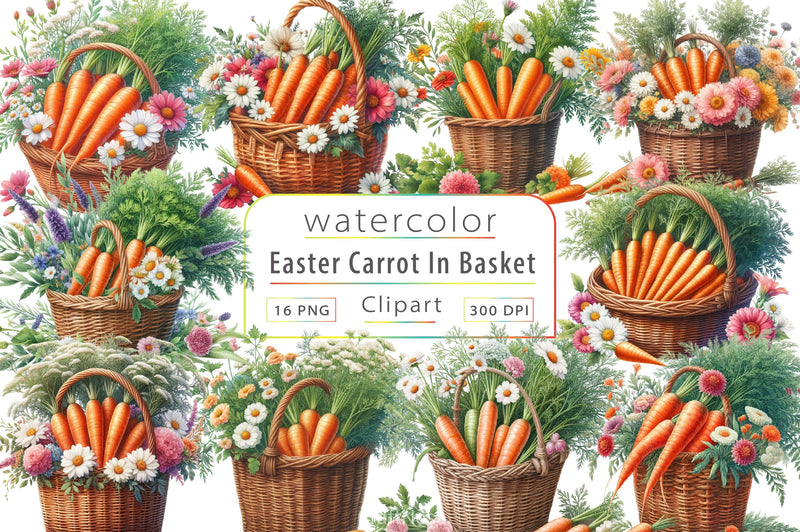 Carrot In Basket Clipart Bundle 2 - CraftNest - Digital Crafting and Art