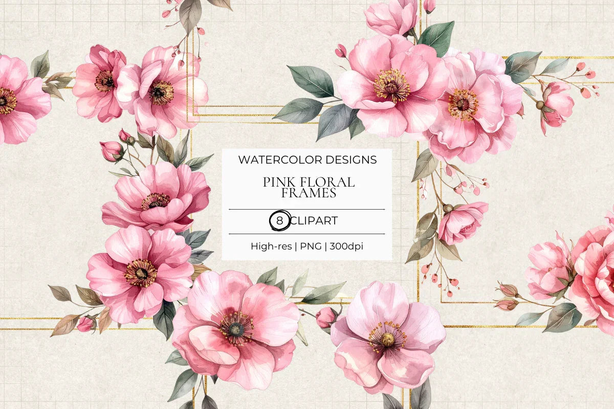 Pink Floral Frames Clipart - CraftNest - Digital Crafting and Art