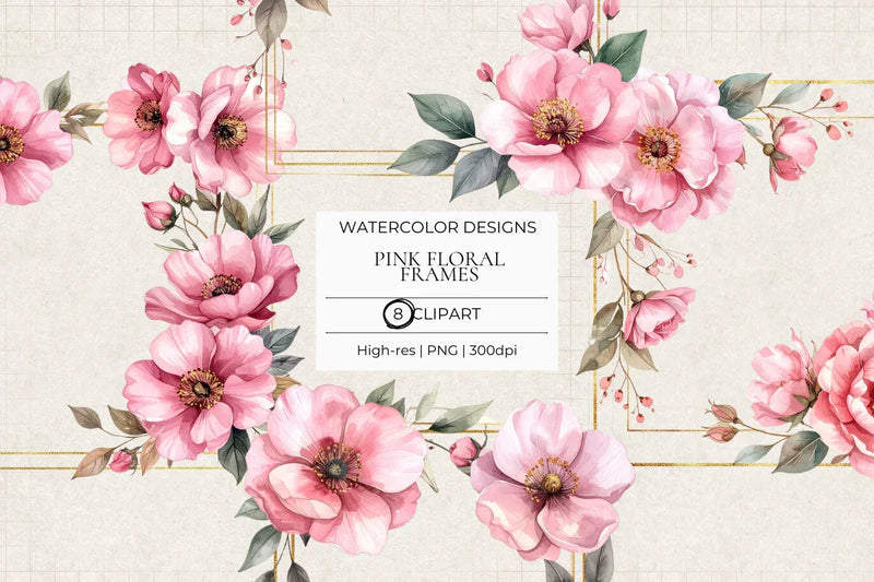 Pink Floral Frames Clipart - CraftNest - Digital Crafting and Art
