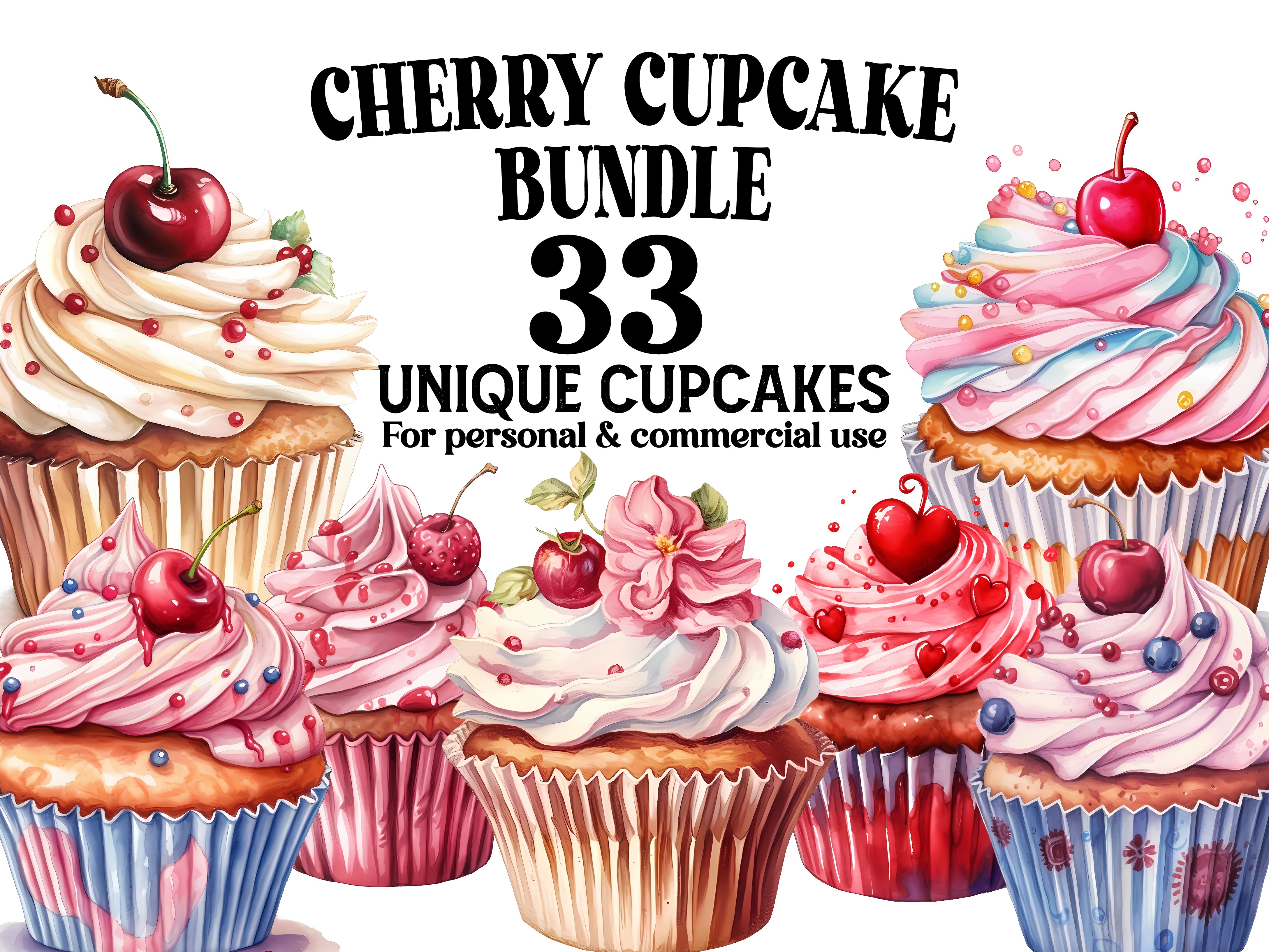 Cherry Cupcakes Clipart - CraftNest