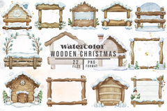Rustic Wooden Christmas Village Clipart Bundle - CraftNest - Digital Crafting and Art