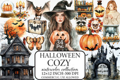 Cozy Halloween Clipart Bundle 3 - CraftNest - Digital Crafting and Art