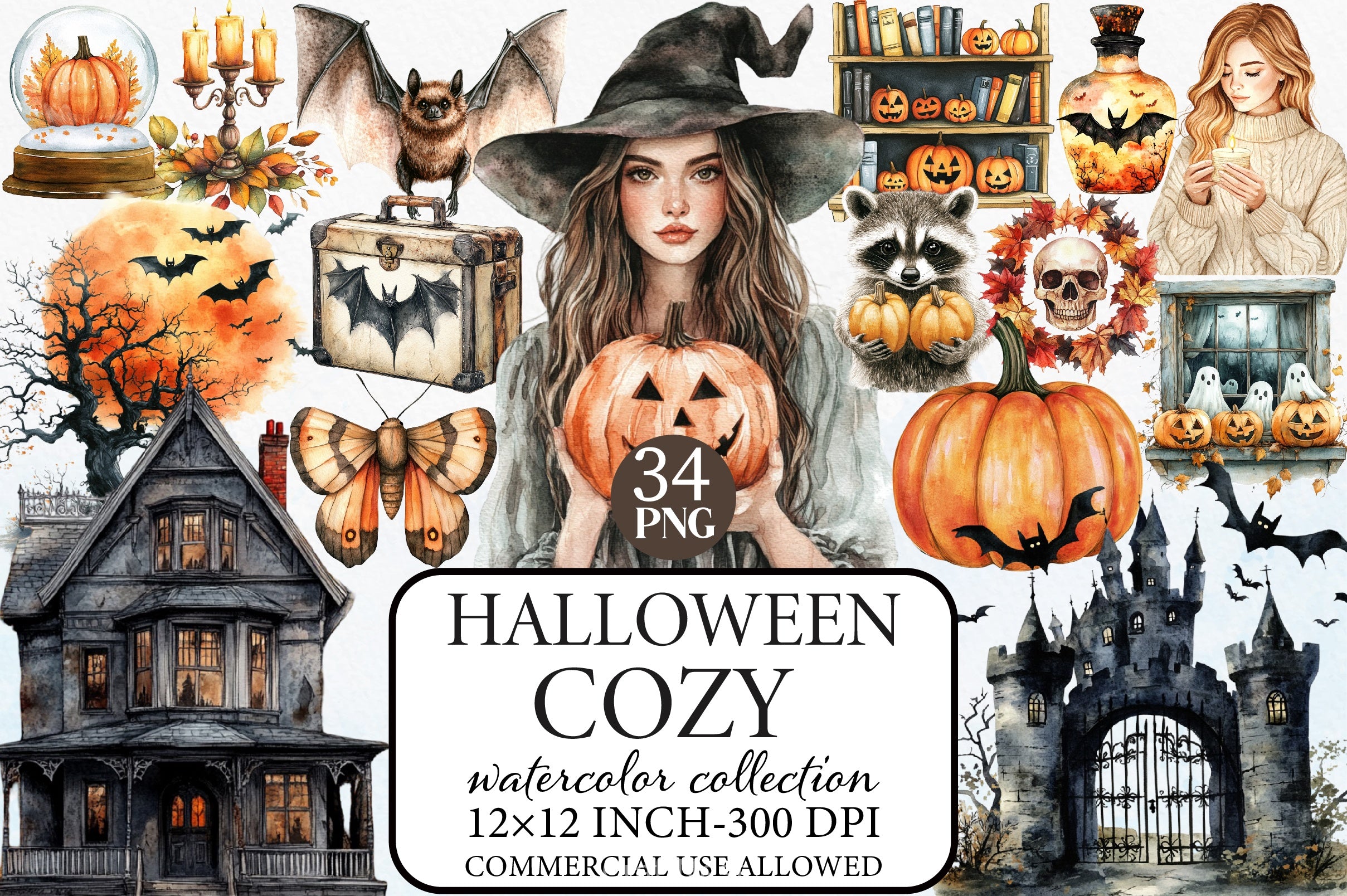 Cozy Halloween Clipart Bundle 3 - CraftNest - Digital Crafting and Art