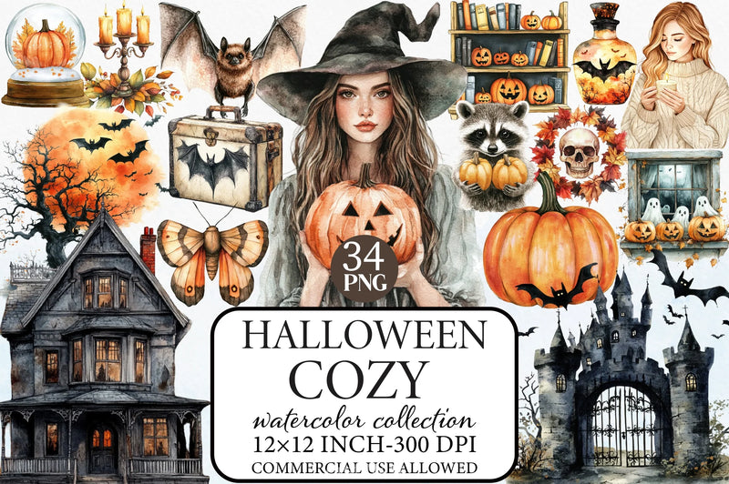 Cozy Halloween Clipart Bundle 3 - CraftNest - Digital Crafting and Art