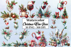 Christmas Wine Glass Clipart Bundle - CraftNest - Digital Crafting and Art