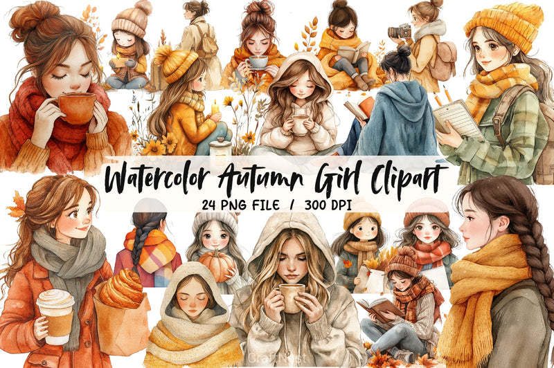 Autumn Girl Clipart Bundle 3 - CraftNest - Digital Crafting and Art