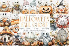 Boho Fall Halloween Ghost Clipart Bundle - CraftNest - Digital Crafting and Art