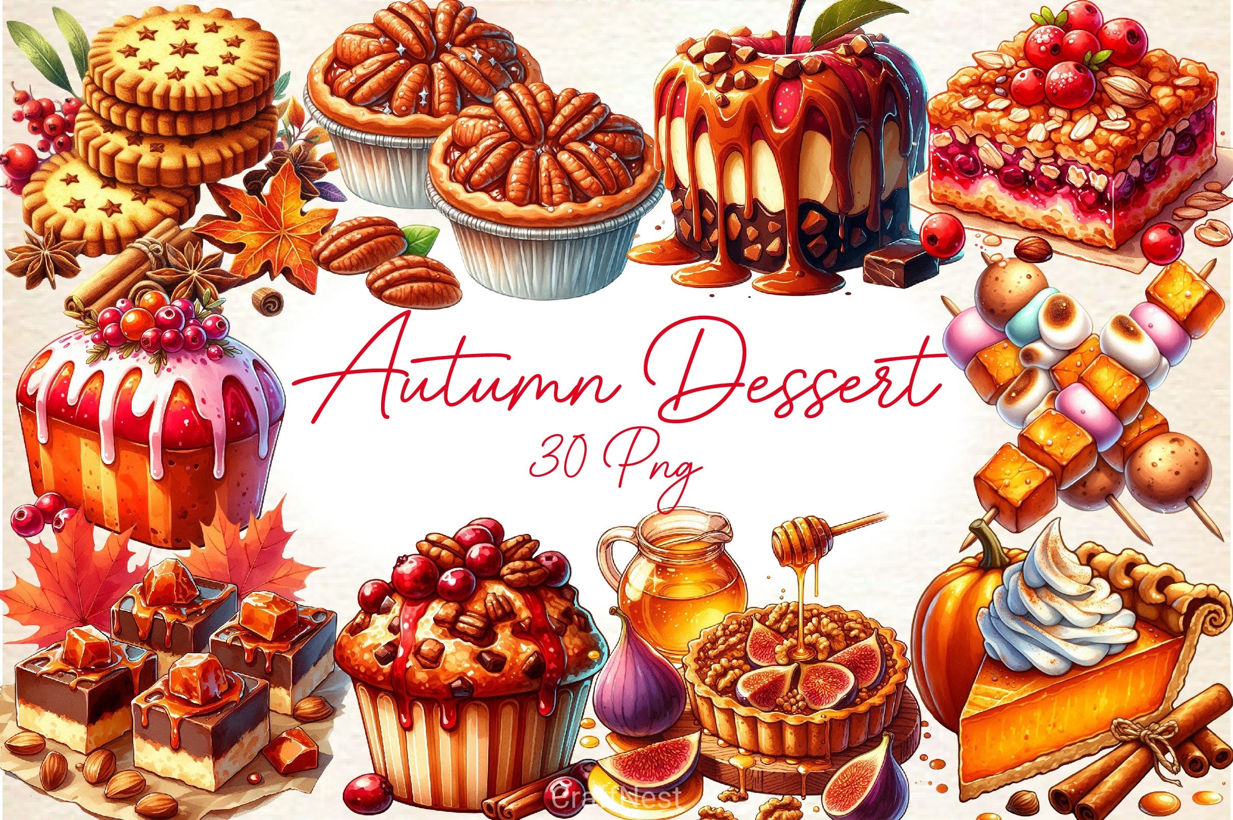 Autumn Dessert Clipart Bundle - CraftNest - Digital Crafting and Art