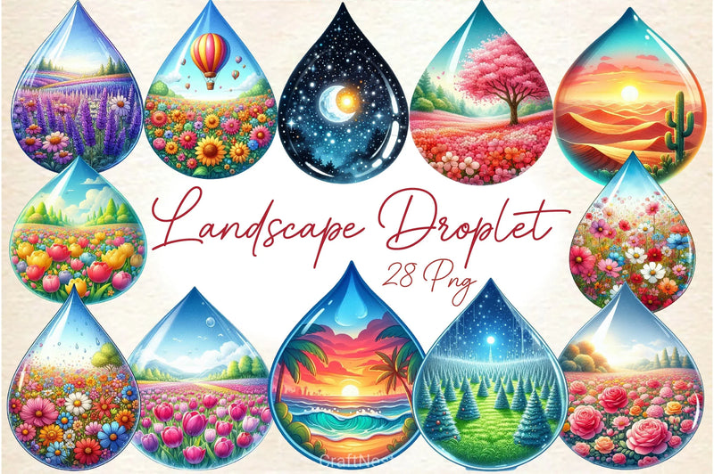 Landscape Water Droplet Clipart Bundle 3 - CraftNest - Digital Crafting and Art