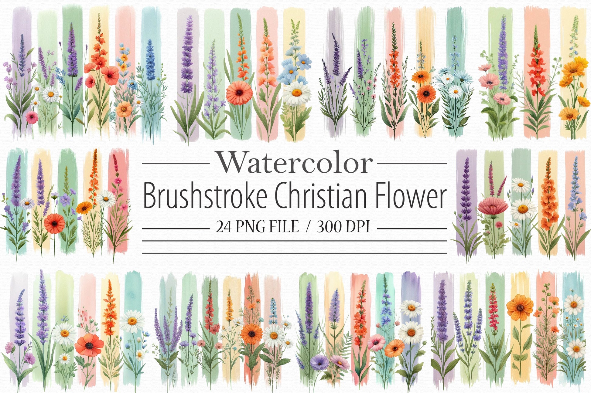 Brushstroke Christian Flower Clipart Bundle - CraftNest - Digital Crafting and Art