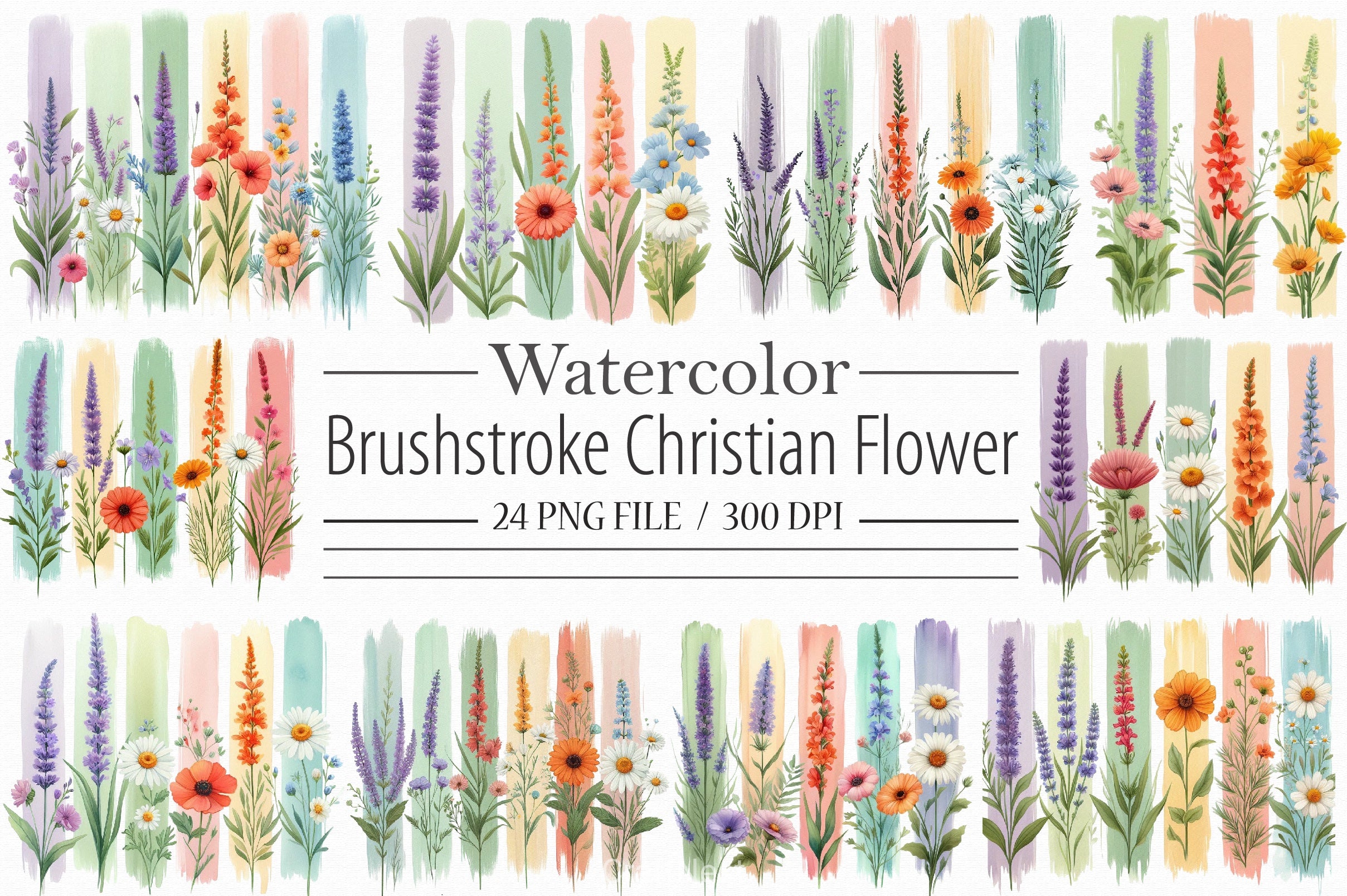 Brushstroke Christian Flower Clipart Bundle - CraftNest - Digital Crafting and Art