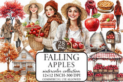 Falling Apples Clipart Bundle - CraftNest - Digital Crafting and Art