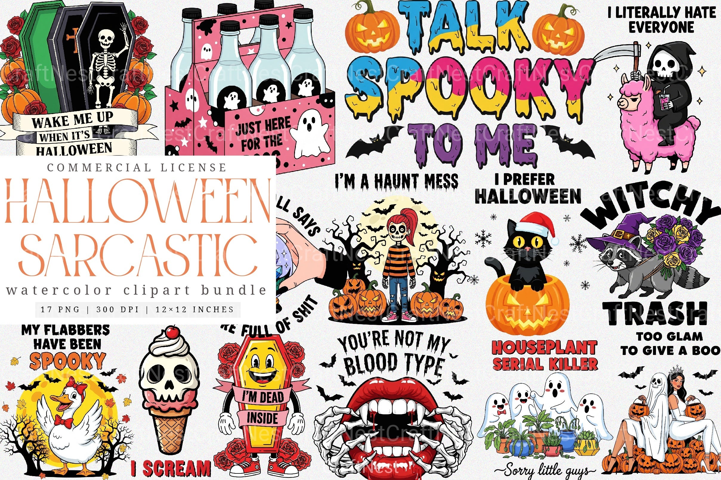 Sarcastic Halloween Clipart Bundle - CraftNest - Digital Crafting and Art