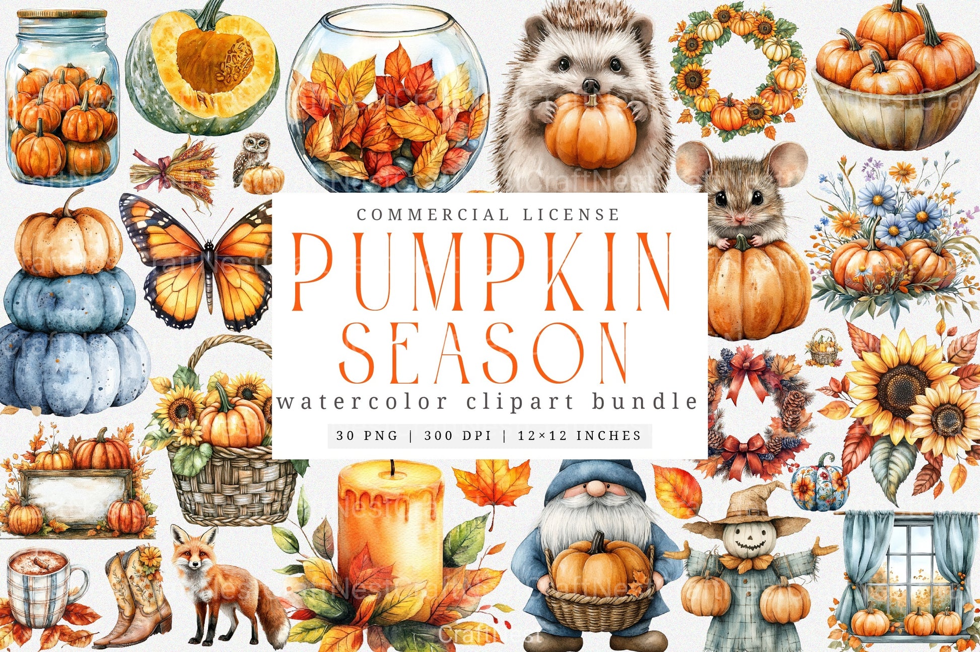 Pumpkin Season Clipart Bundle - CraftNest - Digital Crafting and Art