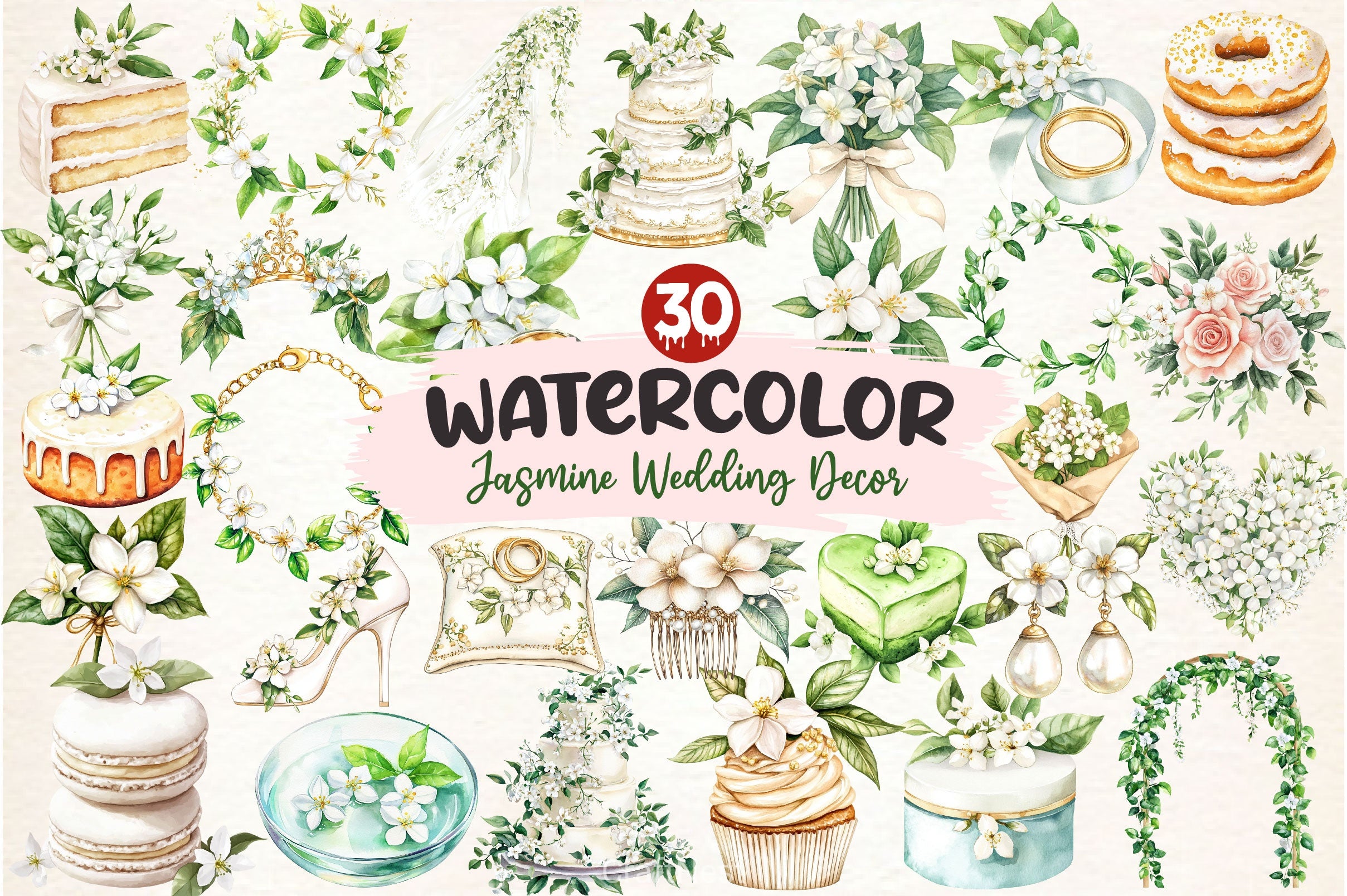 Jasmine Wedding Decor Clipart Bundle - CraftNest - Digital Crafting and Art