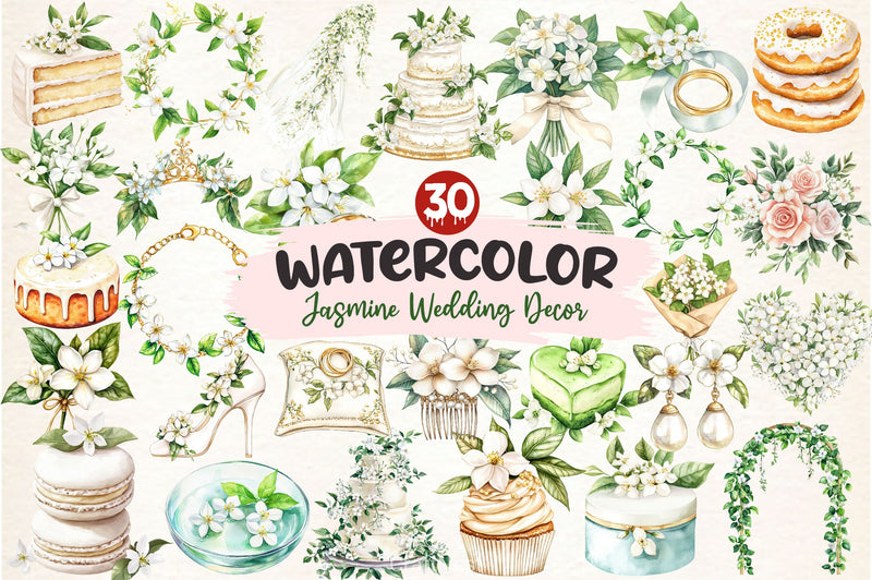 Jasmine Wedding Decor Clipart Bundle - CraftNest - Digital Crafting and Art