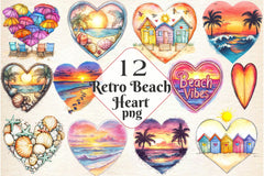 Retro Beach Heart Clipart Bundle - CraftNest - Digital Crafting and Art