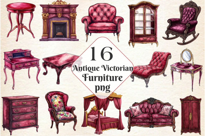 Antique Victorian Furniture Clipart Bundle - CraftNest - Digital Crafting and Art