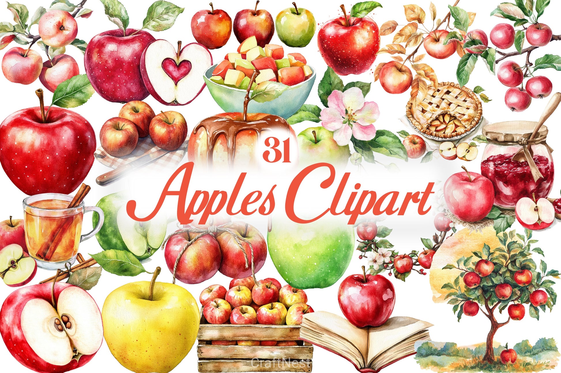 Apples Clipart Bundle 1 - CraftNest - Digital Crafting and Art
