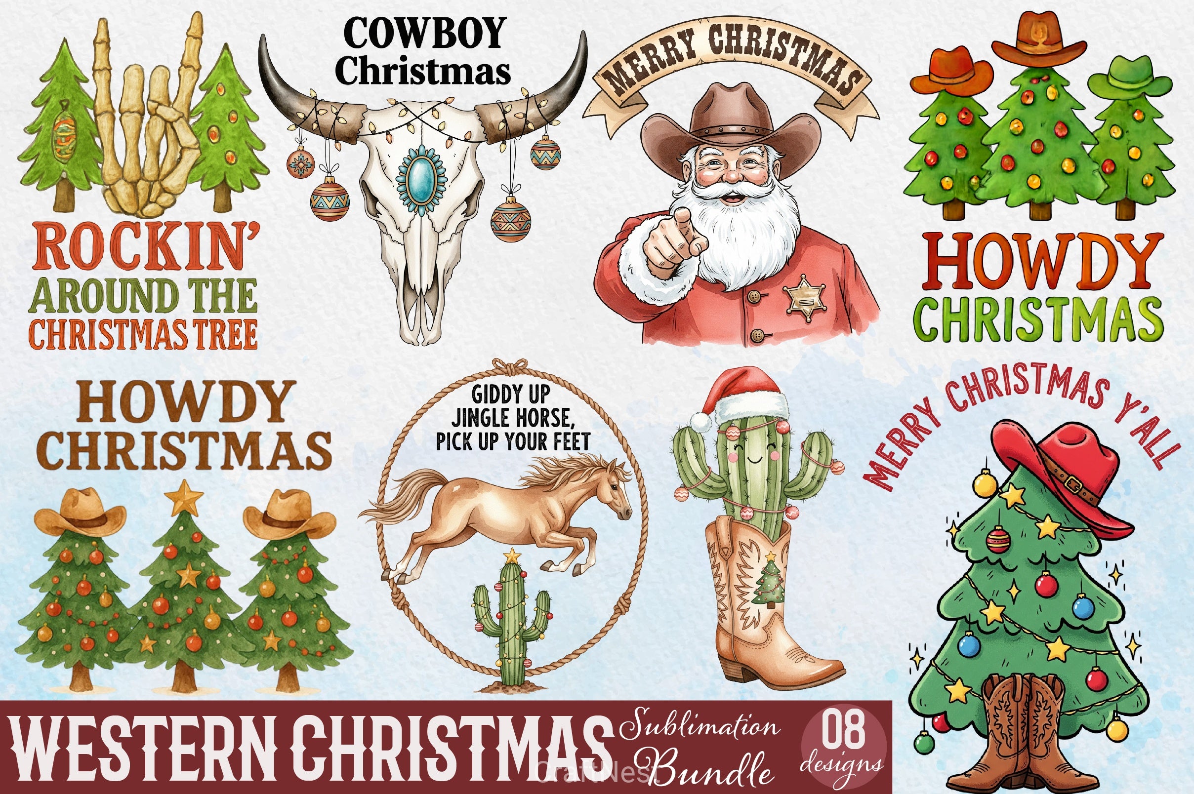 Western Christmas Clipart Bundle 6 - CraftNest - Digital Crafting and Art